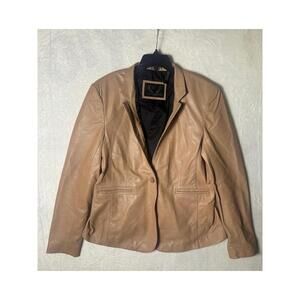 Bod And Christensen Tan Leather‎ One Button Blazer Size XL
